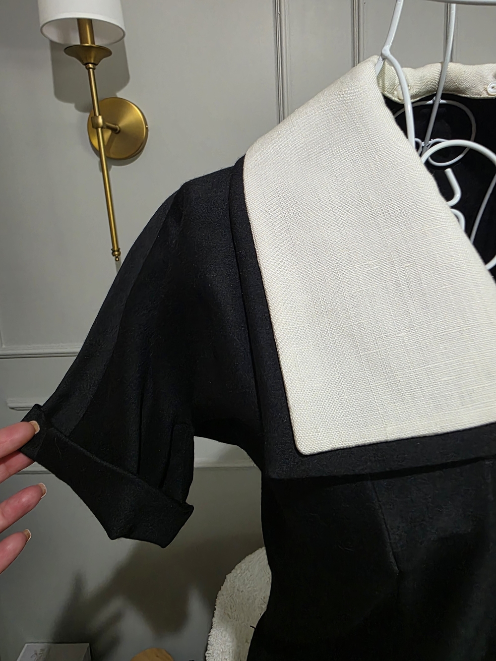 Vintage Christian Dior new York Black Midi Dress with White - Picture 13 of 16